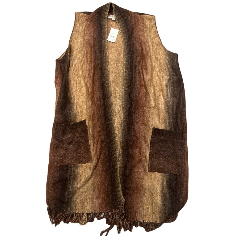 NWT CATO Sweater Vest Ombré Brown, Copper, Wheat w/ Fringe, Size XL